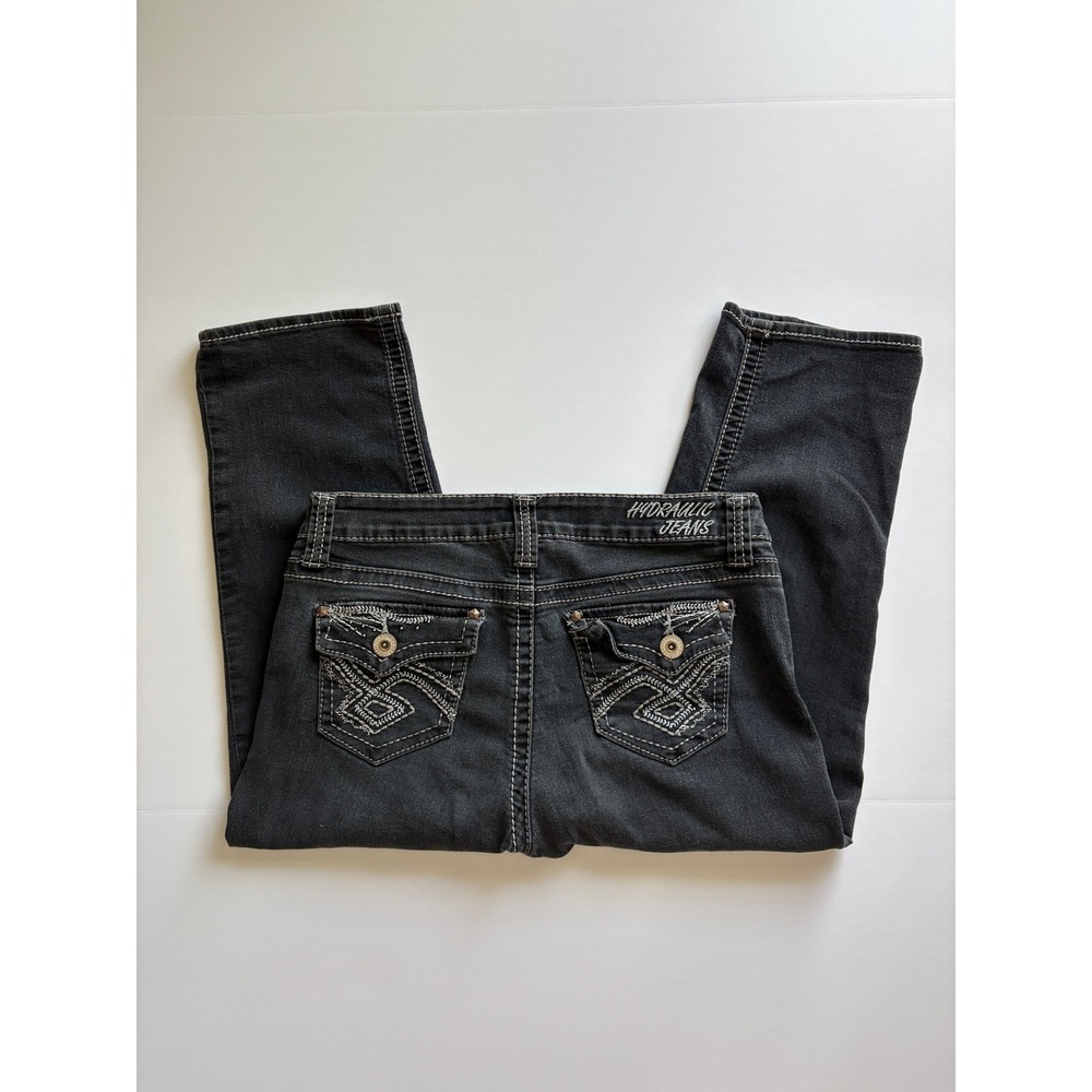 Y2K Hydraulic Black Capri Jeans